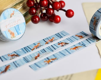 Washi Tape - Foxes in the Snow - Winter Version - Forest - 15 mm x 10 m - Own illustrations