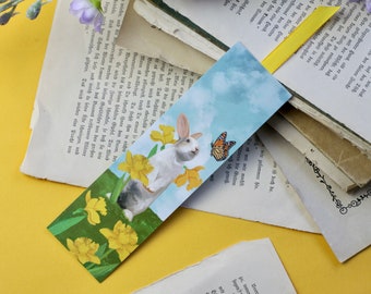 Bookmark - rabbit with flowers - beauty in the every day - saying