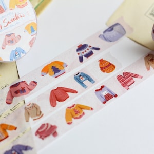Nastro adesivo Washi - Maglione accogliente - Maglione accogliente - Illustrazioni proprie - 15 mm x 10 m