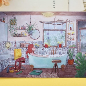 Cartolina - Ragazza del bagno