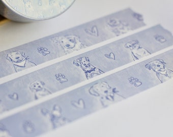 Washi Tape - Doodle Dogs - Sketched Dogs - Lineart - Own Illustrations - Border Collie, Pug, Rottweiler, Frenchie - 15 mm x 10 m