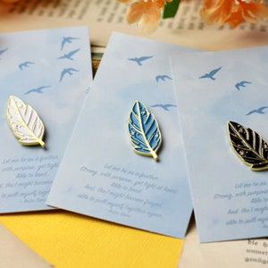 Enamel Pin - Minipin - Feathers - Various Colors - Also as a Set - White, Black, Blue - Friendship, Love, Family