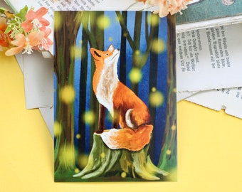 Carte postale - Renard avec lucioles - Nouveau design