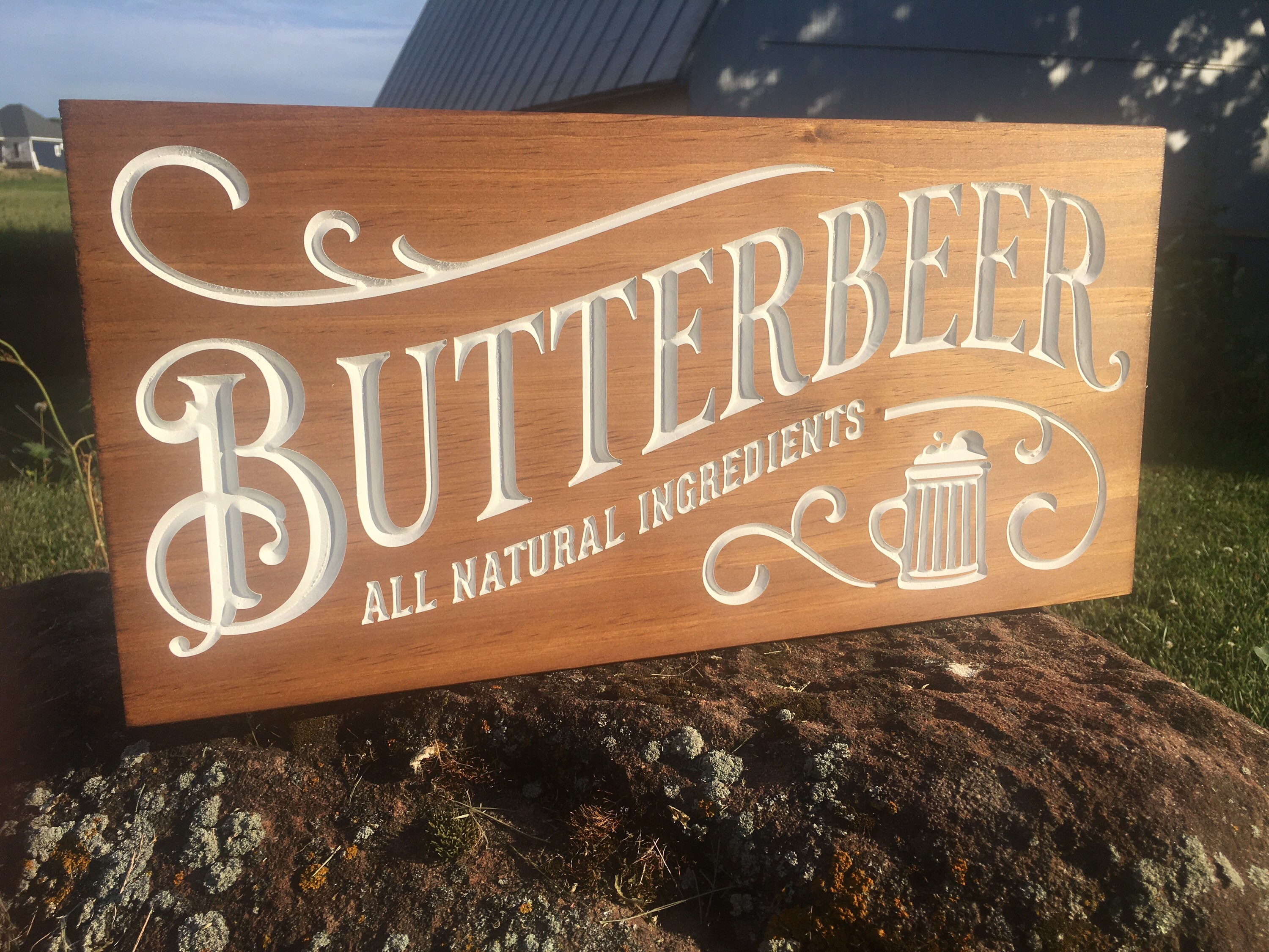 Harry Potter inspired Butterbeer carved sign Etsy