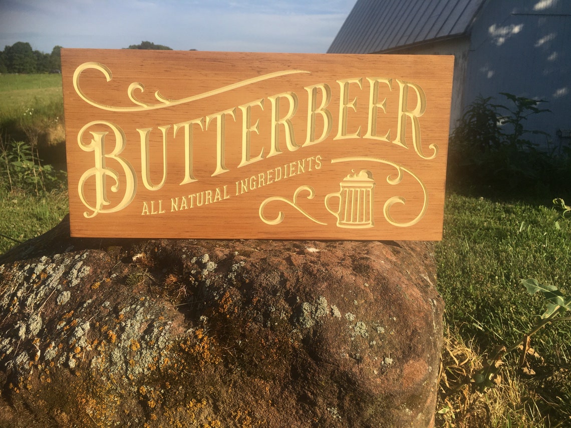 Harry Potter inspired Butterbeer carved sign Etsy