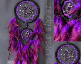 Purple Dreamcatcher with Authentic Natural Feathers, Spiritual Boho Wall Hanging, Unique Gift for Home Decor, Protection Housewarming Gift
