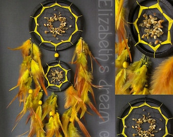 Yellow Craft Feather Dreamcatcher Decoration for Nursery, Boho Protection Wall Hanging Housewarming