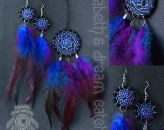 Feather earrings Earrings Purple gift for women feather jewelry boheme Earring Long dreamcatcher jewelry, Accessories Dreamcatcher earrings