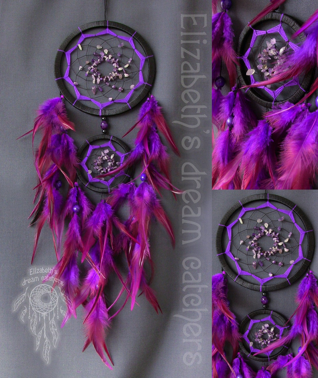 Dream Catcher Boho Dreamcatcher Purple Dream Catcher Bedroom Etsy