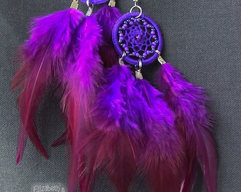 Handmade Feather Dreamcatcher Earrings: Boho Jewelry Gift