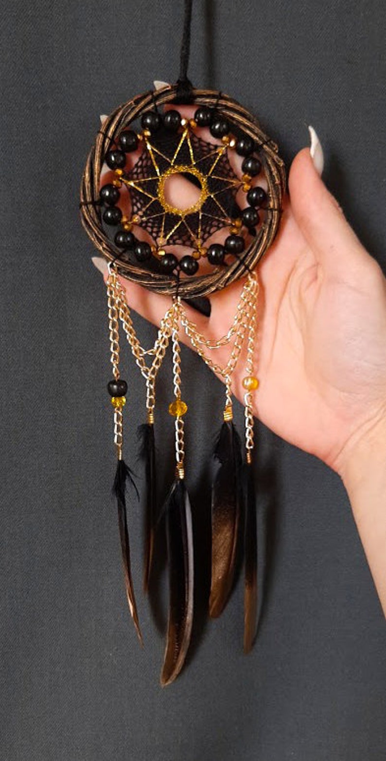 Small Dreamcatcher Mini Dream Catcher Sun Dreamcatcher Black Etsy