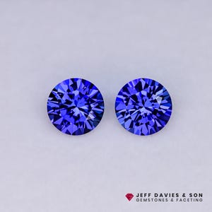 2,66 tcw - 6,5 mm LAB Royal Blue Safir - Pulled Czochralski - Labbodlade precisionsslipade ädelstenar i par