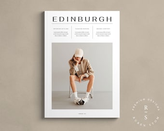 Edinburgh Magazine Template 01, InDesign Template, Ebook Template, Editable Workbook, Printable Lookbook, KDP Template, Digital Download