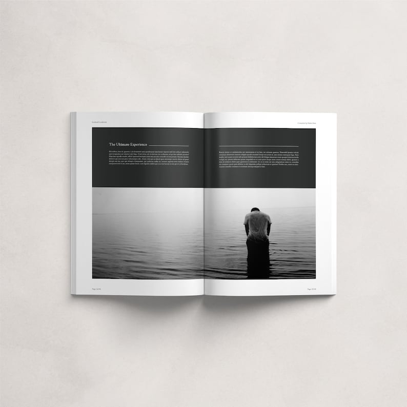 スコットランド ルックブック テンプレート、InDesign テンプレート、編集可能な雑誌テンプレート、白黒デザイン、デジタル ダウンロード、電子書籍テンプレート 画像 4