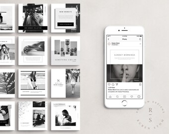 Milan Social Media Pack, 14 Editable Photoshop Templates, 3 Different Sizes, Designed For Facebook, Instagram Posts, Pinterest, Blog Posts