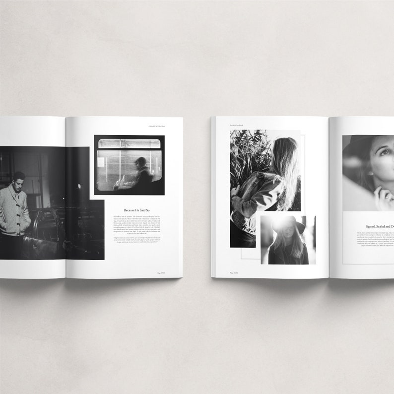 スコットランド ルックブック テンプレート、InDesign テンプレート、編集可能な雑誌テンプレート、白黒デザイン、デジタル ダウンロード、電子書籍テンプレート 画像 5