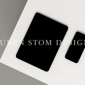 May include: A black tablet computer and a black smartphone on a white surface. The text "RUBEN STOM DESIGN" is visible in the image.