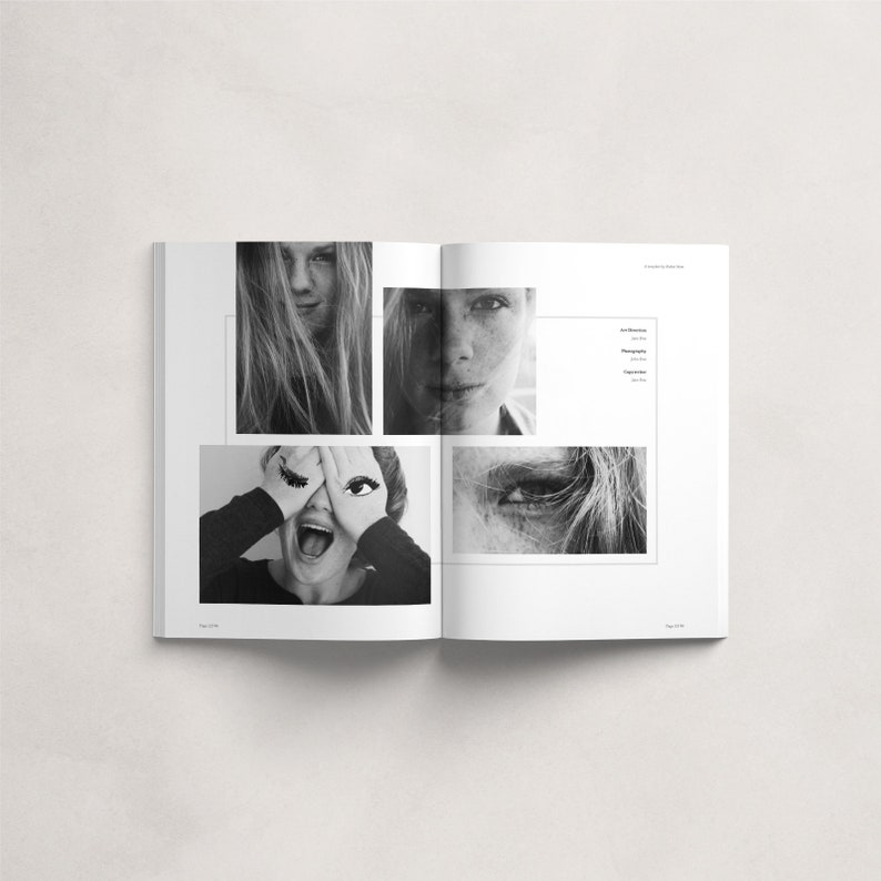 スコットランド ルックブック テンプレート、InDesign テンプレート、編集可能な雑誌テンプレート、白黒デザイン、デジタル ダウンロード、電子書籍テンプレート 画像 2