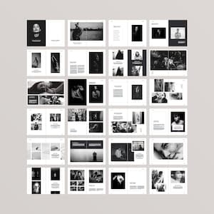 スコットランド ルックブック テンプレート、InDesign テンプレート、編集可能な雑誌テンプレート、白黒デザイン、デジタル ダウンロード、電子書籍テンプレート 画像 9