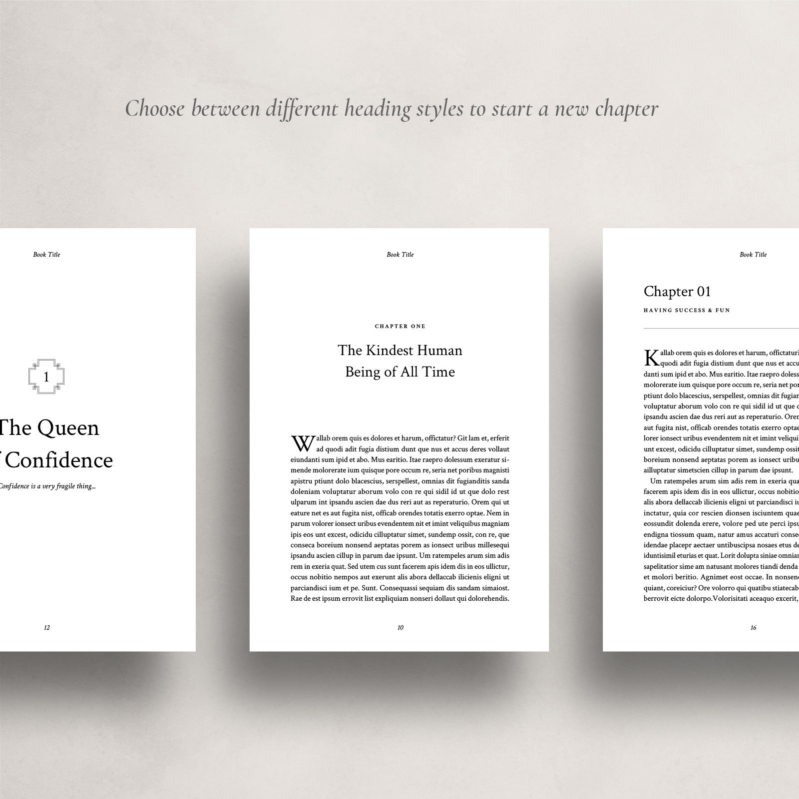 Serif Indesign Example Classic Serif Book Template, Premade Book Design, Editable Book ...