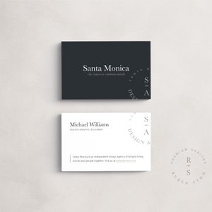 Santa Monica Visitenkartenvorlage, digitaler Download, bearbeitbare Visitenkarten, sowohl Photoshop + InDesign Template, Clean Minimal Design