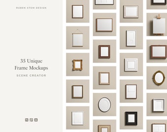 35 Unique Frame Mockup Kit, Realistic Mockups, Shadow Options, Horizontal Frames, Vertical Frames, Editable Background Colors And Much More!