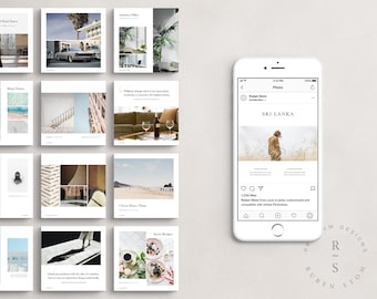 Sri Lanka Social Media Pack, 14 Editable Photoshop Templates, 3 Different Sizes, Designed For Facebook, Instagram Posts, Pinterest, Blogger