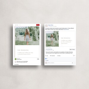 Puede incluir: Una plantilla de publicaci&oacute;n en redes sociales para un anuncio de boda. La plantilla presenta una foto de una novia caminando en un campo verde. El texto en la plantilla dice "The Wedding. A wedding, a great wedding, is just a bliss... A celebration of romance and love."