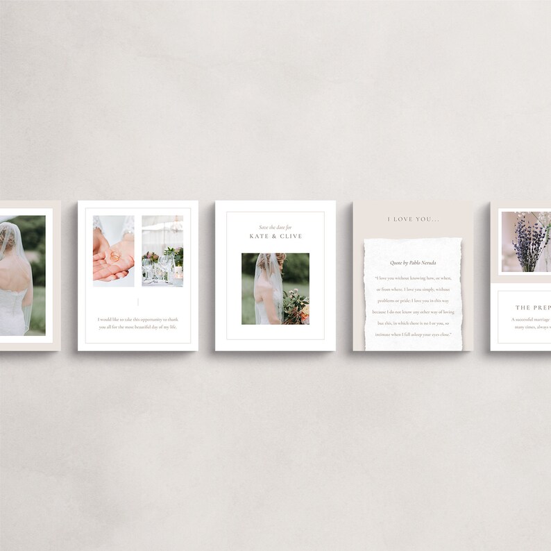 Paquete de redes sociales con temas de bodas, 14 plantillas editables de Photoshop, 3 tamaños diferentes, diseñadas para Facebook, publicaciones de Instagram, Pinterest, blog imagen 3