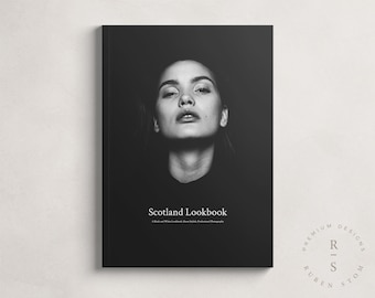 Scotland Lookbook Template, InDesign Template, Editable Magazine Template, Black and White Design, Digital Download, Ebook Template