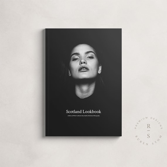 Scotland Lookbook Template, InDesign Template, Editable Magazine Template, Black and White Design, Digital Download, Ebook Template