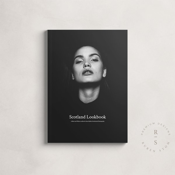 Scotland Lookbook Template, InDesign Template, Editable Magazine Template, Black and White Design, Digital Download, Ebook Template