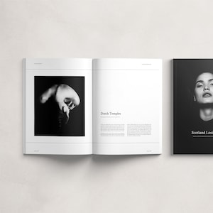 スコットランド ルックブック テンプレート、InDesign テンプレート、編集可能な雑誌テンプレート、白黒デザイン、デジタル ダウンロード、電子書籍テンプレート 画像 8