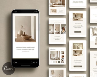 Online Course Social Media Kit, 80 Editable Canva Templates, 20x4 Different Sizes, For Facebook, Instagram Posts, Pinterest, TikTok, Blogs
