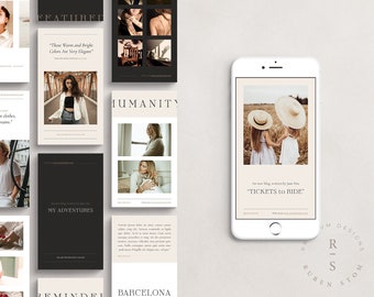 Barcelona Instagram Story Templates, 20 Editable Instagram Stories, Photoshop Template, Digital Download, Social Media Marketing, Soft, Boho
