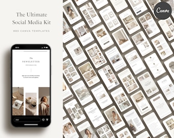 Social Media Kit For Canva, 220 Canva Templates In 4 Different Sizes, 880 Templates in Total, Facebook, Instagram, Pinterest, Free Fonts