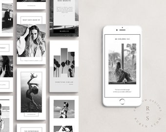 Milan Instagram Story Templates, 20 Editable Instagram Stories, Photoshop Template, Digital Download, Social Media Marketing, Black & White