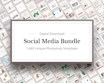 Huge Social Media Bundle, 1680 Editable Photoshop Templates, Perfect For Facebook, Instagram Post, Pinterest Marketing, Blogger Template