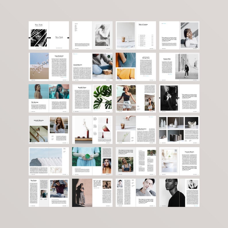 May include: A magazine mockup featuring a range of images and text. The magazine covers topics such as fashion, beauty, and travel. The magazine has a contemporary and stylish design.