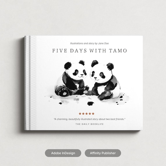 Children's Book Template, Premade Book Design, Editable Book, KDP & Ebook Template, InDesign Template, Digital Download, Black and White