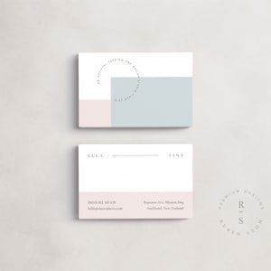 Ella Fine 名刺テンプレート、デジタルダウンロード、編集可能な名刺、Photoshop + InDesign テンプレート、ミニマルでクリーンな女性らしいカード