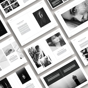 スコットランド ルックブック テンプレート、InDesign テンプレート、編集可能な雑誌テンプレート、白黒デザイン、デジタル ダウンロード、電子書籍テンプレート 画像 3