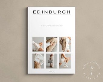 Edinburgh Magazine Template 02, InDesign Template, Ebook Template, Editable Workbook, Printable Lookbook, KDP Template, Digital Download