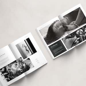 スコットランド ルックブック テンプレート、InDesign テンプレート、編集可能な雑誌テンプレート、白黒デザイン、デジタル ダウンロード、電子書籍テンプレート 画像 7
