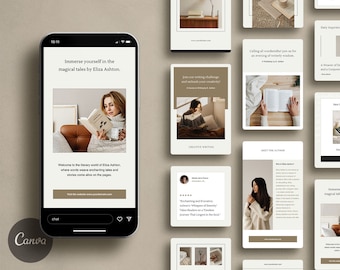 Ashton Social Media Kit, 80 Editable Canva Templates, 20x4 Different Sizes, Created For Facebook, Instagram Posts, Pinterest, TikTok, Blogs
