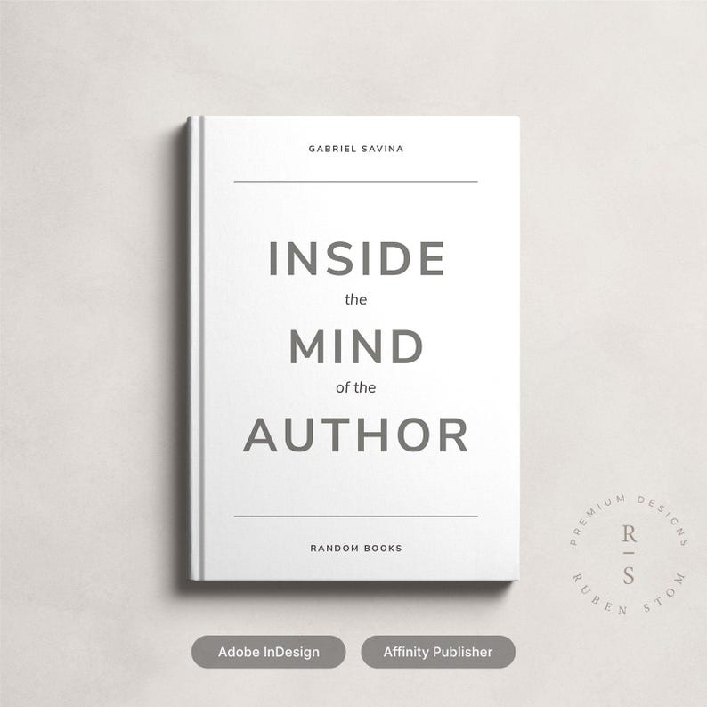 K&ouml;nnte beinhalten: Ein wei&szlig;er Buchumschlag mit dem Titel "INSIDE the MIND of the AUTHOR" von Gabriel Savina. Das Buch wird von Random Books herausgegeben und verf&uuml;gt &uuml;ber ein Premium-Design.