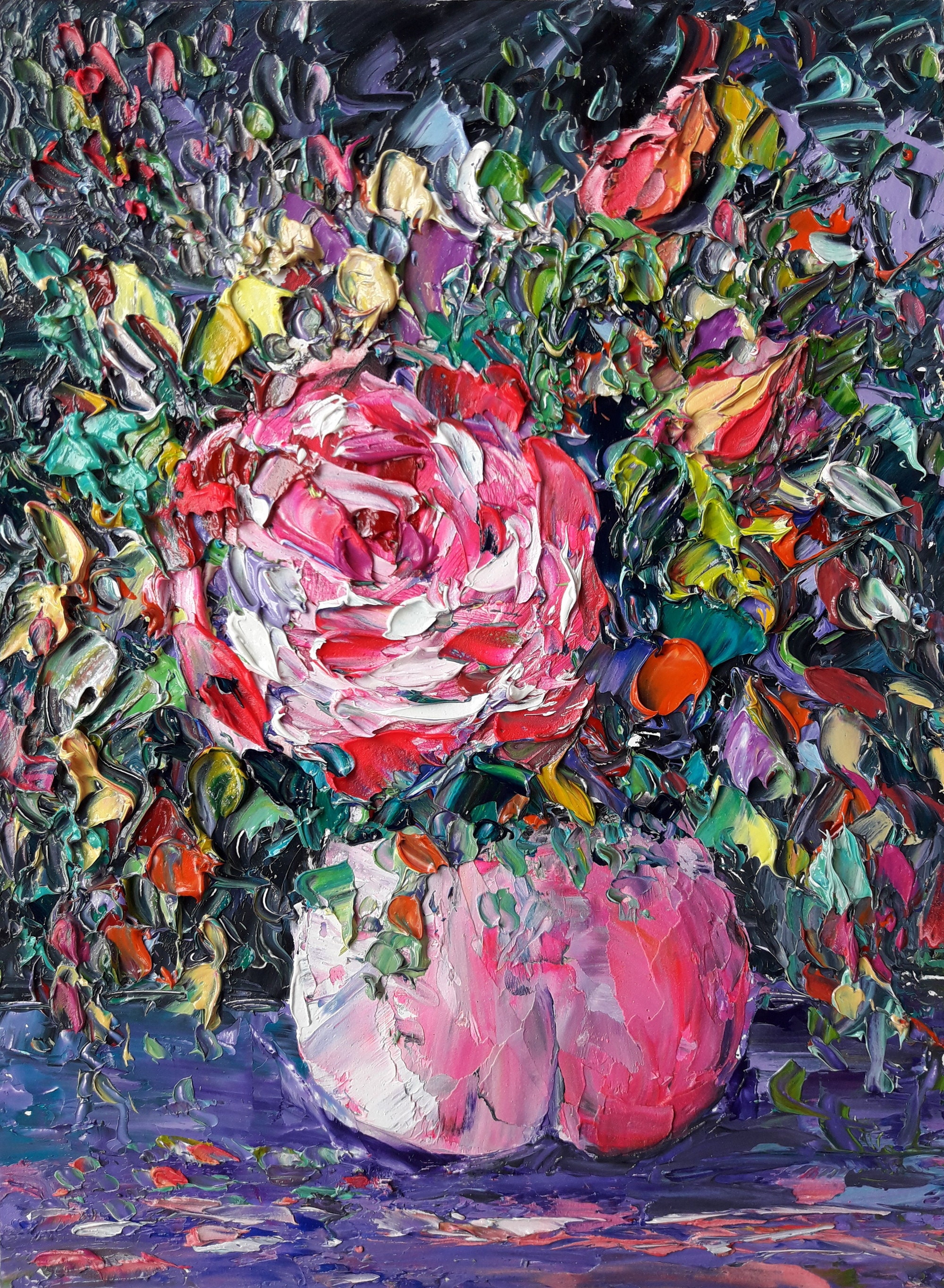 Blumen Gemälde Floral Original Kunst Blumen Impasto Floral | Etsy