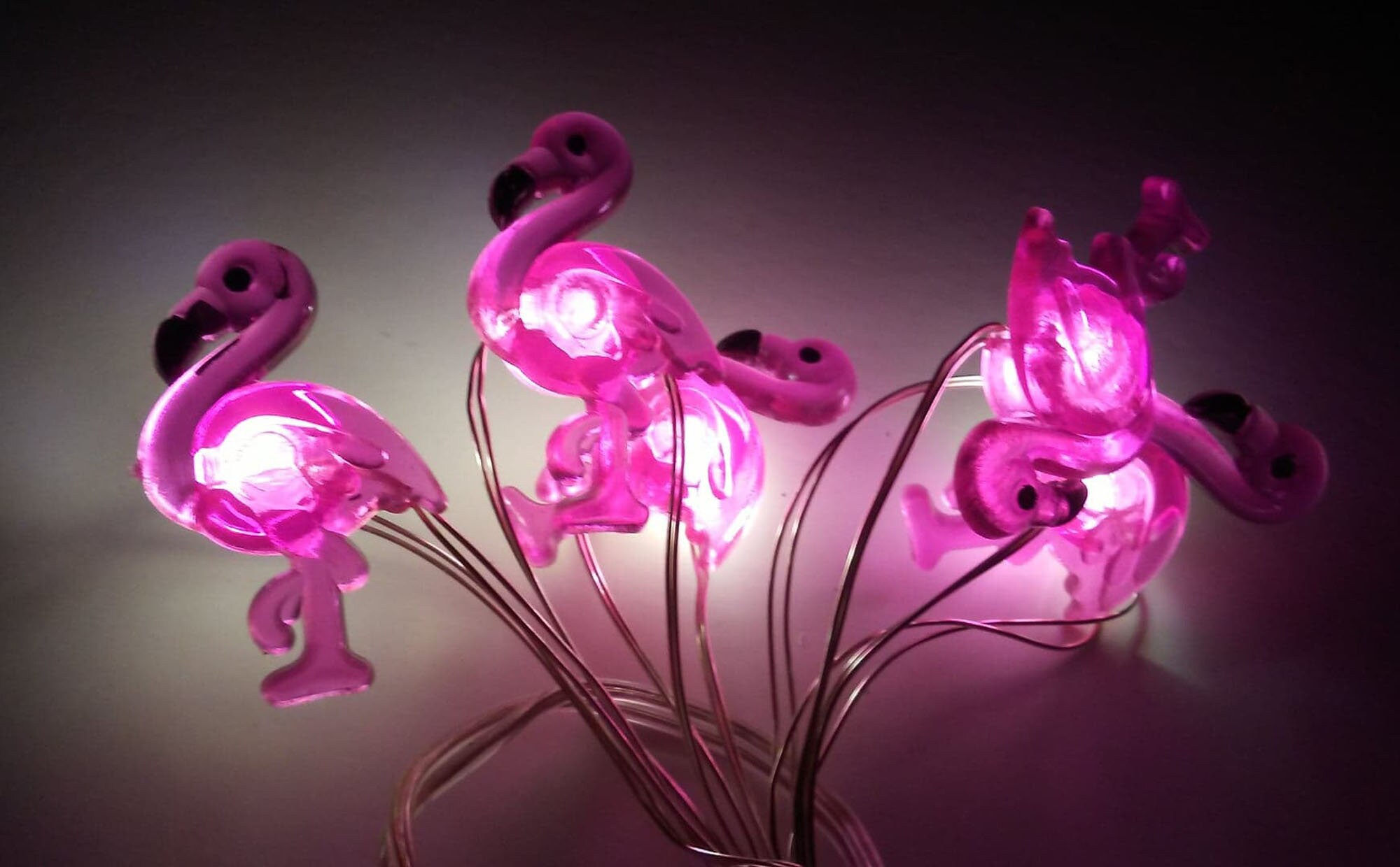 Pink Flamingo Fairy Lights Miniature 10 LED Silver Wire String Etsy