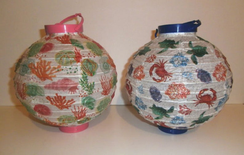 Ocean Creatures Led Set Of 2 Paper Lantern Summer Beach Party Etsy