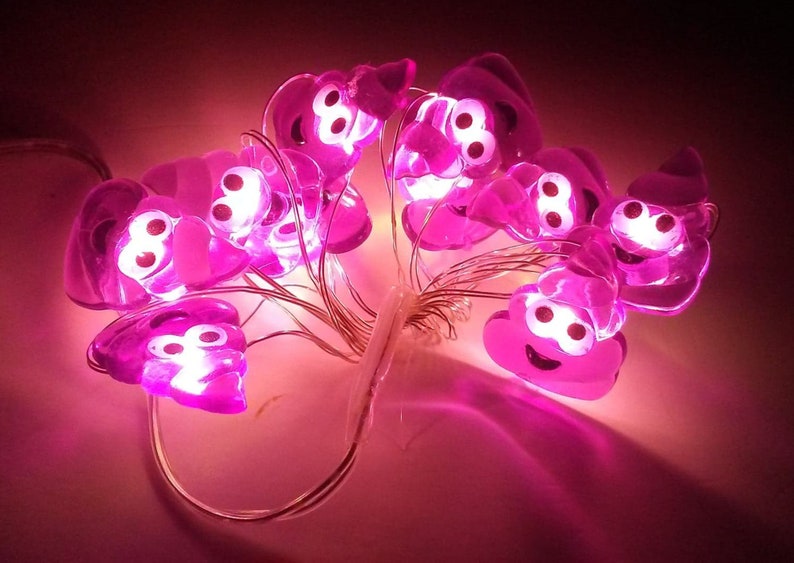 Purple Poop Emoji Battery Power Lights 10 LED Silver Wire Etsy